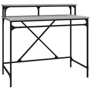 vidaXL Bureau 100x50x90 cm bewerkt hout en ijzer grijs sonoma eiken