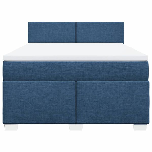 vidaXL Boxspring met matras stof blauw 160x200 cm