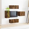 vidaXL TV Wandkast Set Wandgemonteerd 4 pcs Gerookt eiken Bewerkt hout
