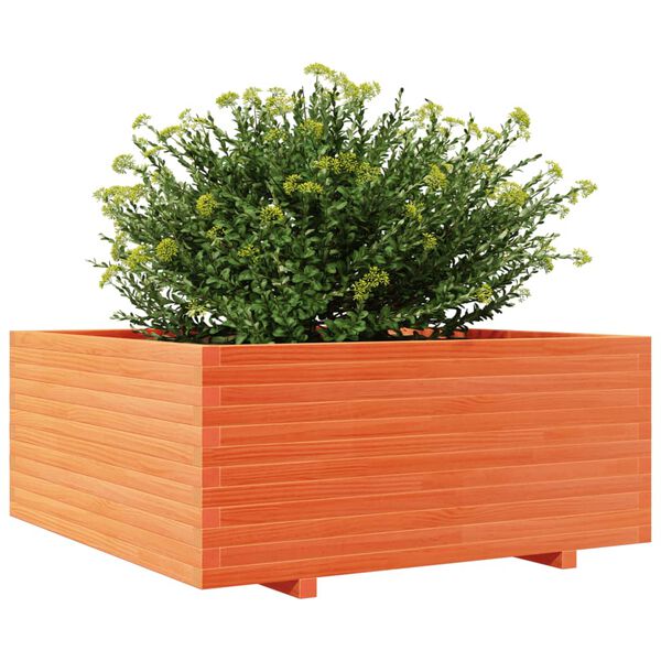 vidaXL Plantenbak 110x110x49,5 cm massief grenenhout wasbruin