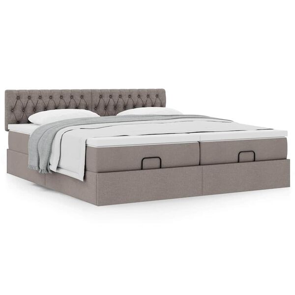 vidaXL Ottoman bed met matrassen 200x200cm stof taupe