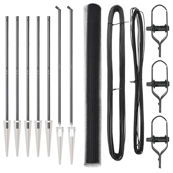 vidaXL Afrasteringspaal Grijs 10 x 1,5 m (25 mm gaas) Staal en PVC