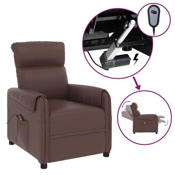 vidaXL Fauteuil verstelbaar elektrisch kunstleer bruin