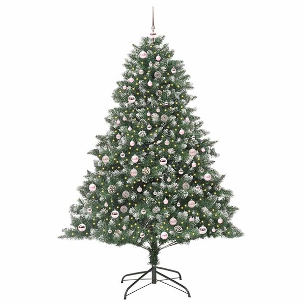 vidaXL Kunstkerstboom met 300 LED Groen 210 cm PVC en Plastic en Staal