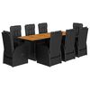 vidaXL 9-delige Tuinset poly rattan zwart
