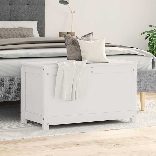 vidaXL Opbergbox wit 80x40x45,5 cm massief grenenhout