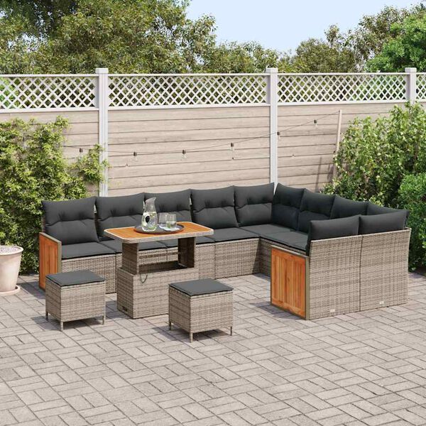 vidaXL Tuin Sofa Set met kussen 12 pcs Grijs 90 x 55 x 71 cm