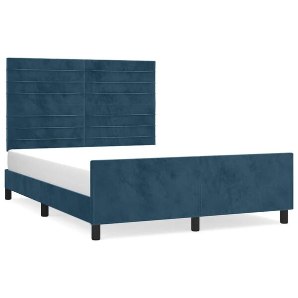 vidaXL Bedframe zonder matras 140x200 cm fluweel donkerblauw