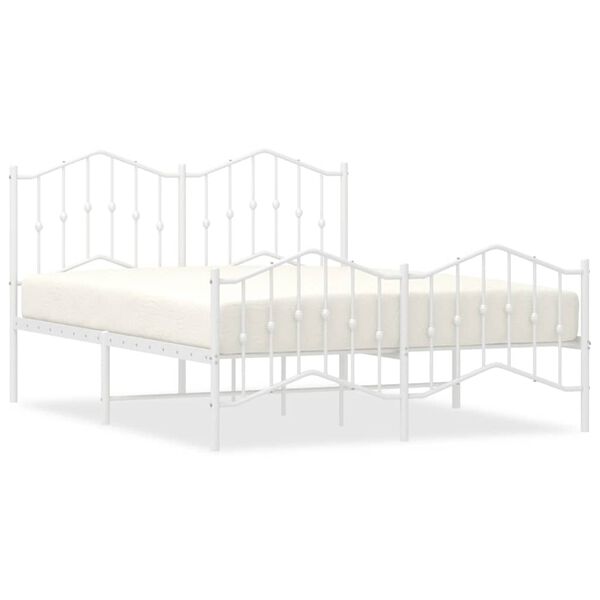 vidaXL Bedframe met hoofd- en voeteneinde metaal wit 135x190 cm