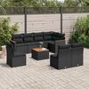 vidaXL 9-delige Loungeset met kussens poly rattan zwart