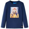 Kindershirt met lange mouwen 128 gemêleerd marineblauw