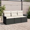 vidaXL Bankstel met kussen 3 pcs Zwart poly rattan