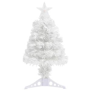 vidaXL Kunstkerstboom met verlichting 64 cm glasvezel wit