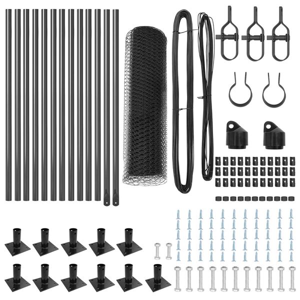 vidaXL Afrasteringspaal Grijs 25 x 0,4 m (13 mm gaas) Staal en PVC