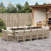 vidaXL 15-delige Tuinset met kussens poly rattan beige