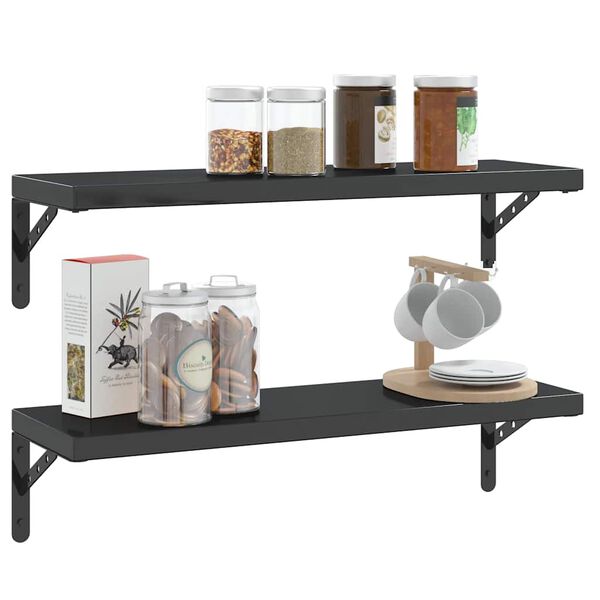 vidaXL Plankdragers 4 st 23,5x2,5x15,5 cm roestvrijstaal zwart