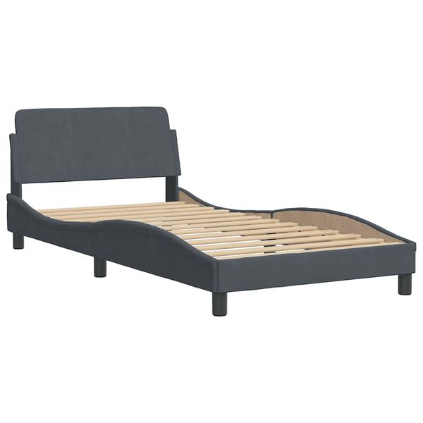 vidaXL Bedframe zonder matras "Hanko" 100x200 cm fluweel donkergrijs