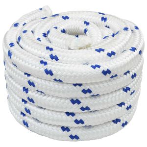 vidaXL Boottouw 50 m 3 Wit en Blauw PP