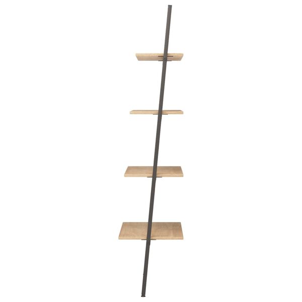 vidaXL Ladderrek met 4 schappen 64x34x150,5 cm lichtbruin en zwart