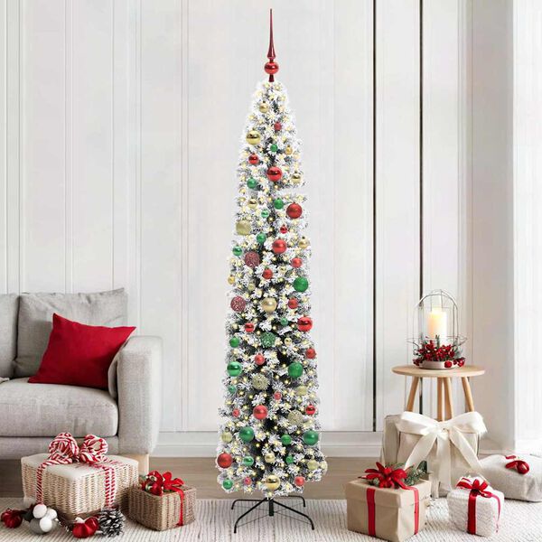 vidaXL Kunstkerstboom Groen 210 cm PVC en Staal en Kunststof