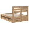 vidaXL Bedframe Ambachtelijk eiken 135 x 190 cm Massief grenenhout