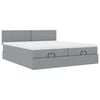 vidaXL Ottoman bed met matrassen 200x200cm stof lichtgrijs