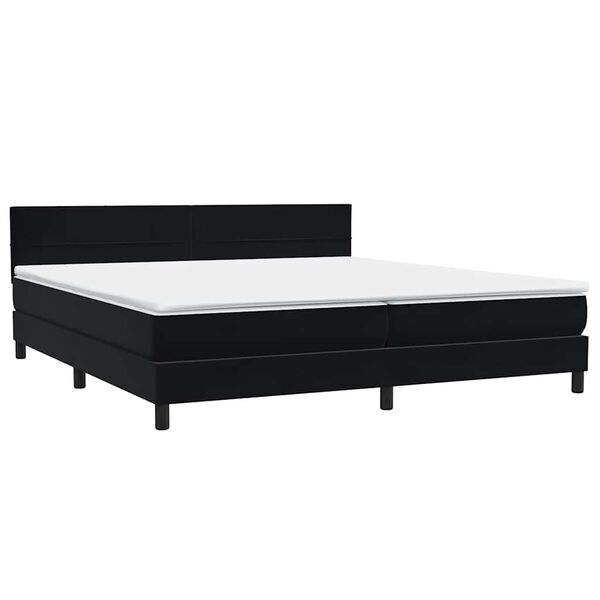 vidaXL Boxspring met matras fluweel zwart 180x210 cm