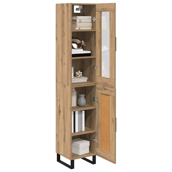 vidaXL Highboard Artisan Eiken 34,5 x 34 x 180 cm Bewerkt hout