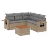 vidaXL 6-delige Loungeset met kussens poly rattan beige
