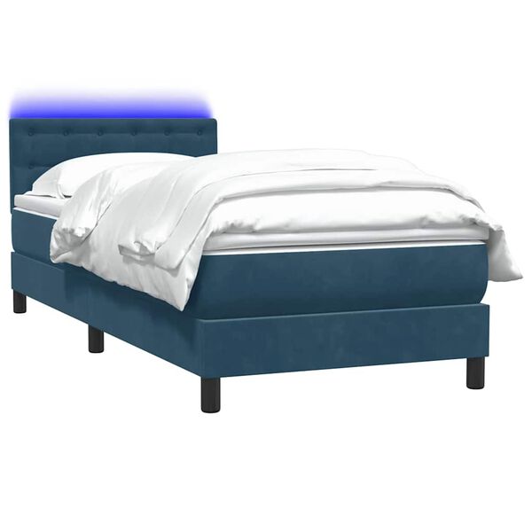vidaXL Boxspring met matras en LED fluweel donkerblauw 80x210 cm