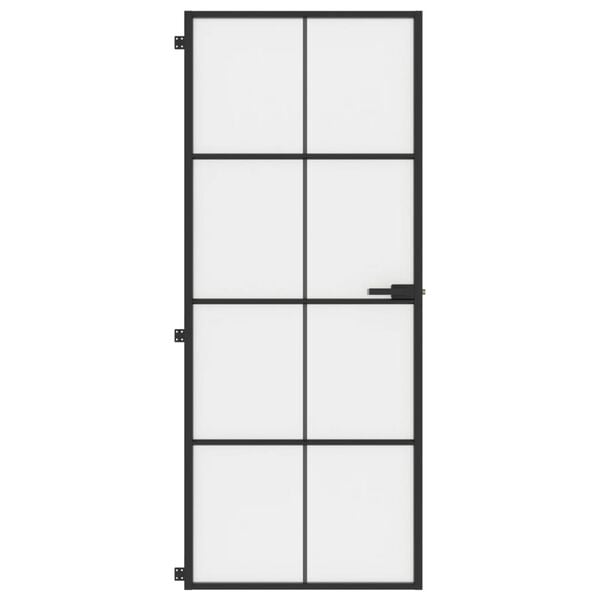 vidaXL Binnendeur smal 83x201,5 cm gehard glas en aluminium zwart