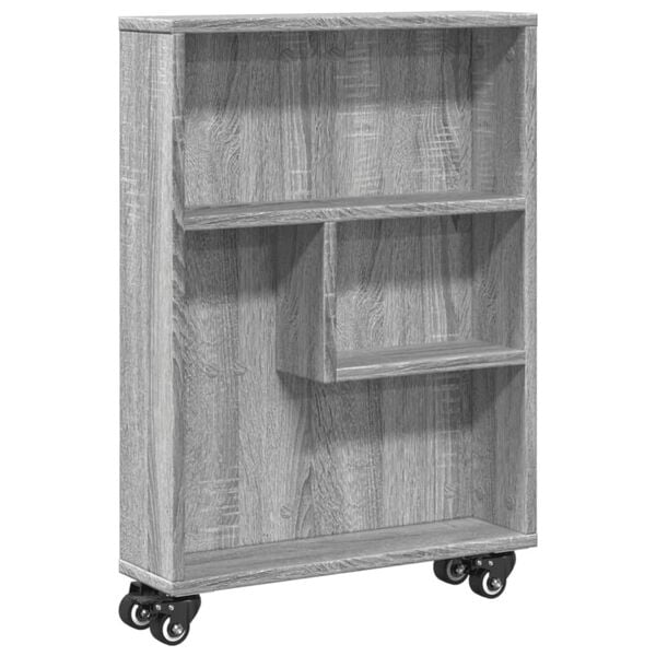 vidaXL Opbergtrolley smal 48x13x68 cm bewerkt hout grijs sonoma eiken
