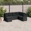 vidaXL 7-delige Loungeset met kussens poly rattan zwart