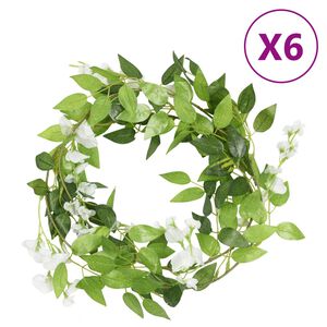 vidaXL Bloemenslingers 6 st 200 cm wit