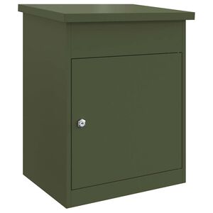 vidaXL Pakket inwerp box met opslag Olijfgroen 47,5 x 38 x 59 cm Staal