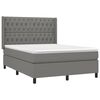 vidaXL Boxspring met matras en LED stof donkergrijs 140x200 cm