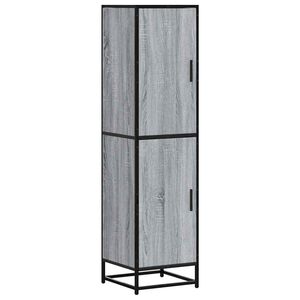 vidaXL Hoge kast 35,5x35x139 cm bewerkt hout en metaal grijs sonoma