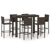 vidaXL 7-delige Tuinbarset met armleuningen poly rattan bruin