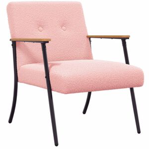 vidaXL Fauteuil Roze Krullend Wol-achtig Stof
