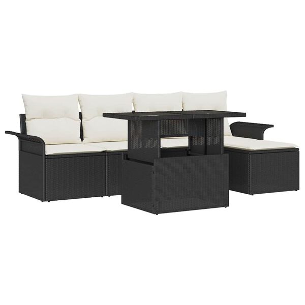 vidaXL Tuin Sofa Set met kussen 8 pcs Zwart Poly riet