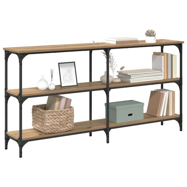 vidaXL Wandtafel Artisan Eiken 150 x 29 x 75 cm Geperst Hout en Metaal