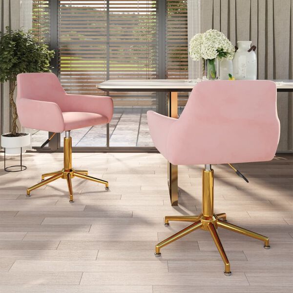 vidaXL Eetkamerstoelen draaibaar 2 st fluweel roze