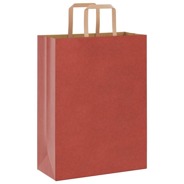 vidaXL Papieren zakken 250 st met hengsels 26x12x35 cm rood