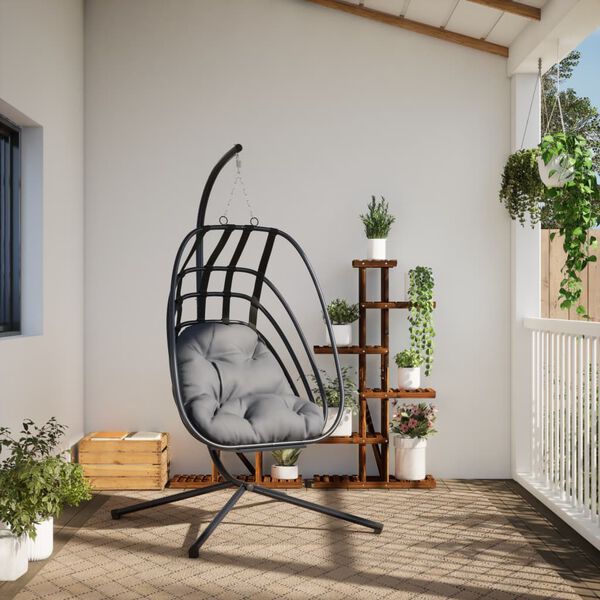 vidaXL Hangende Egg Chair met standaard antraciet staal