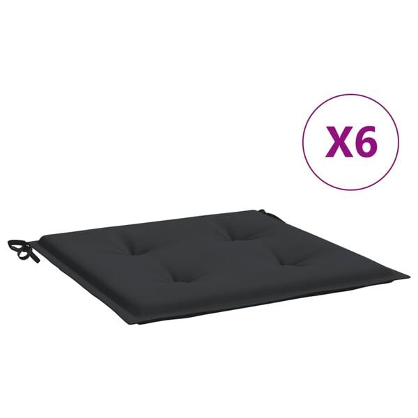 vidaXL Tuinstoelkussens 6 st 50x50x4 cm oxford stof zwart