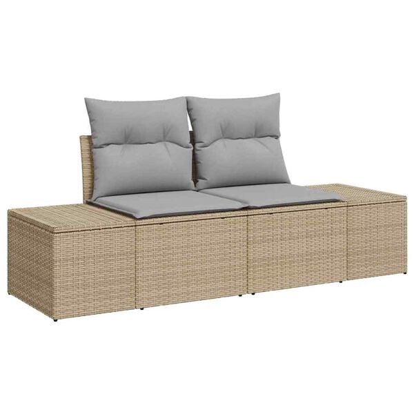 vidaXL Tuinbankenset met kussen 10 pcs Beige poly rattan