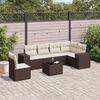 vidaXL 7-delige Loungeset met kussens poly rattan bruin