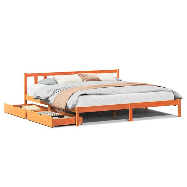 vidaXL Bedframe zonder matras massief grenenhout wasbruin 200x200 cm