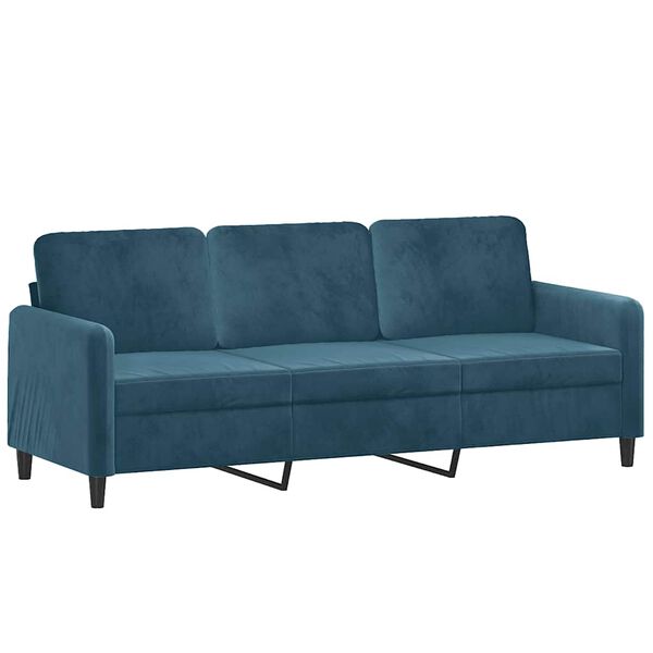 vidaXL 3-delige Loungeset met kussens fluweel blauw