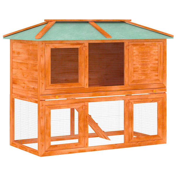 vidaXL Konijnenhok twee verdiepingen hout